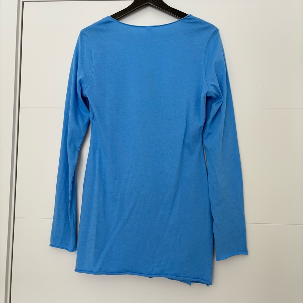 Skims Rare Cotton Jersey Swim Cover-Up Tie Front Long Sleeve Top NWT in Tide - Picture 7 of 10